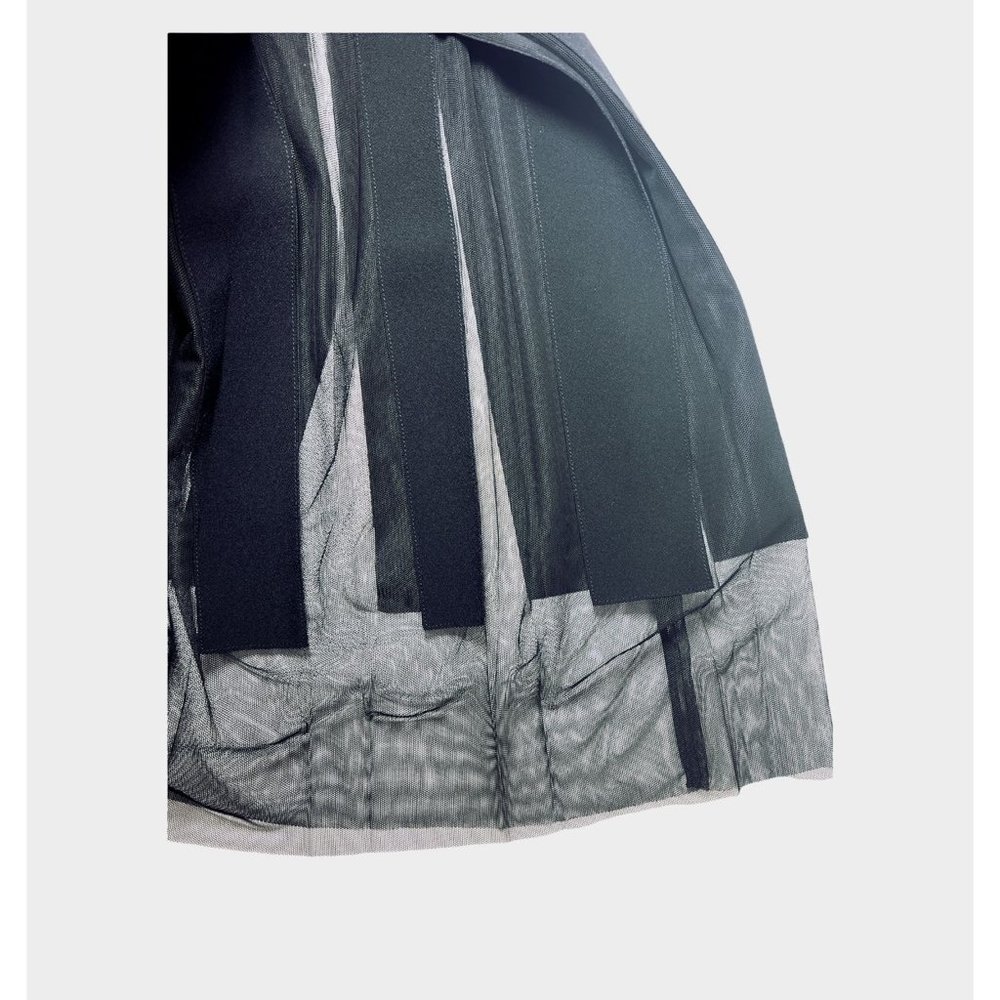 SOLD Hugo Boss Black Sleeveless Pleated Mesh Overlay Fit & Flare Midi Dress Sz - Picture 7 of 13